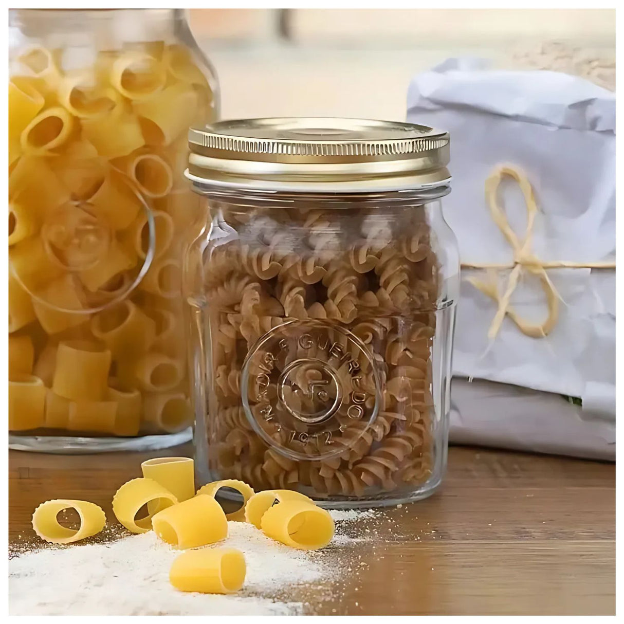 Frasco Americano Vintage Vidrio de 500ml Tapa Dorada Cocina-2