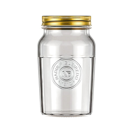 Frasco Americano Vintage Vidrio de 1 Litro Tapa Dorada cocina-1