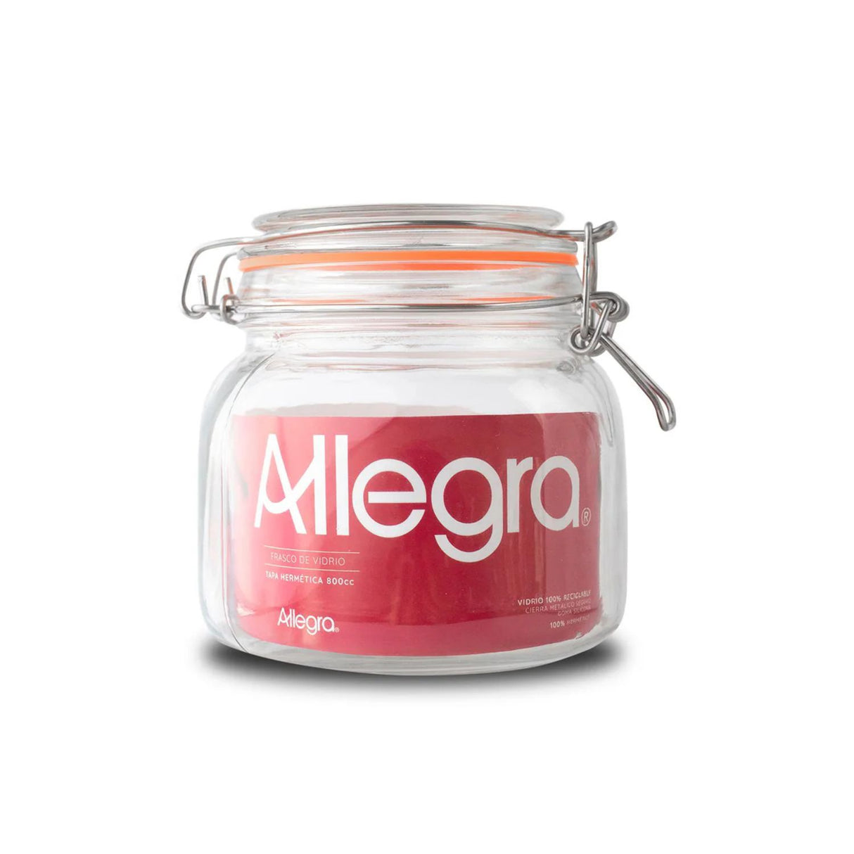 Frasco de Vidrio con Tapa Hermética 800ml Transparente-1