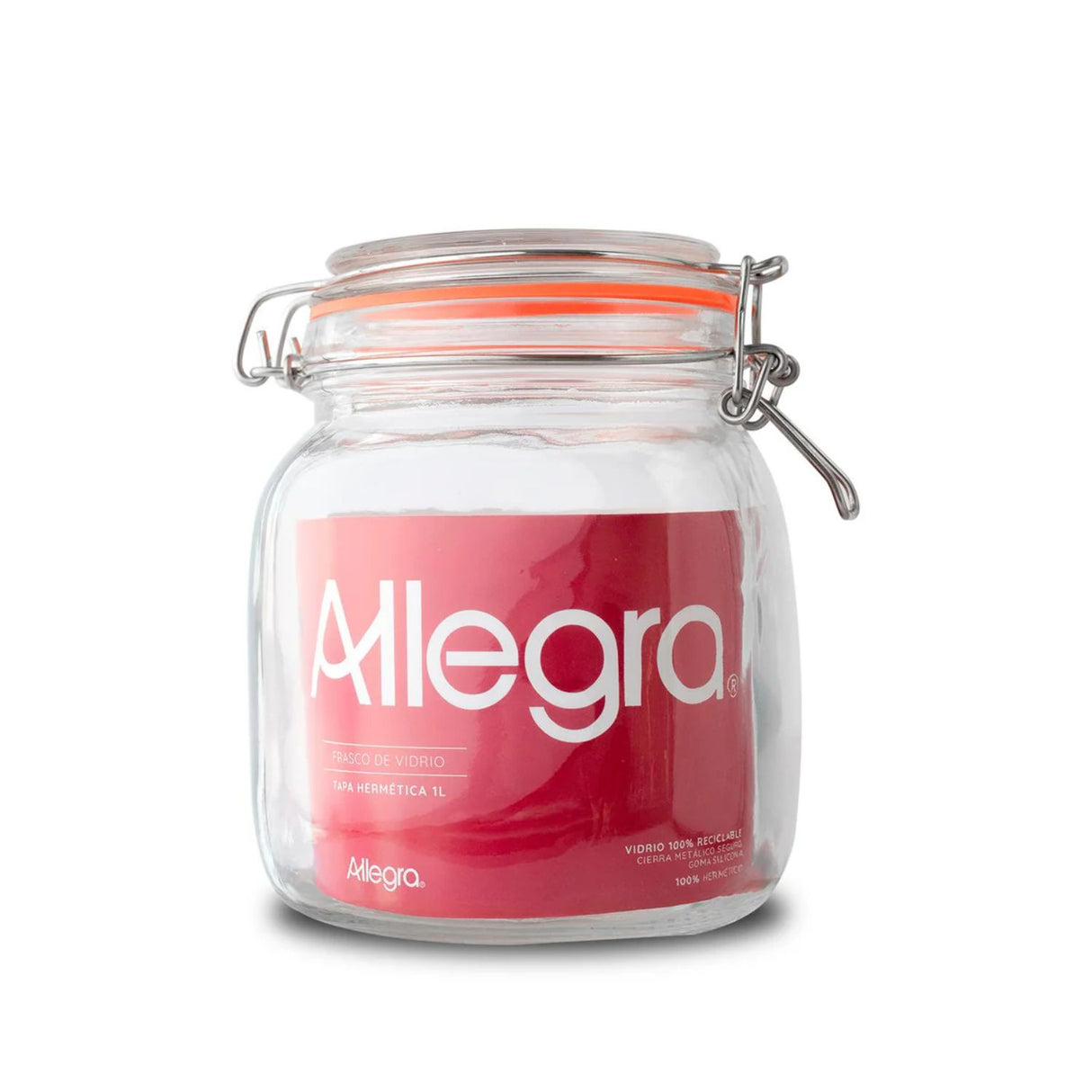 Frasco de Vidrio con Tapa Hermética 1 Litros Transparente-1