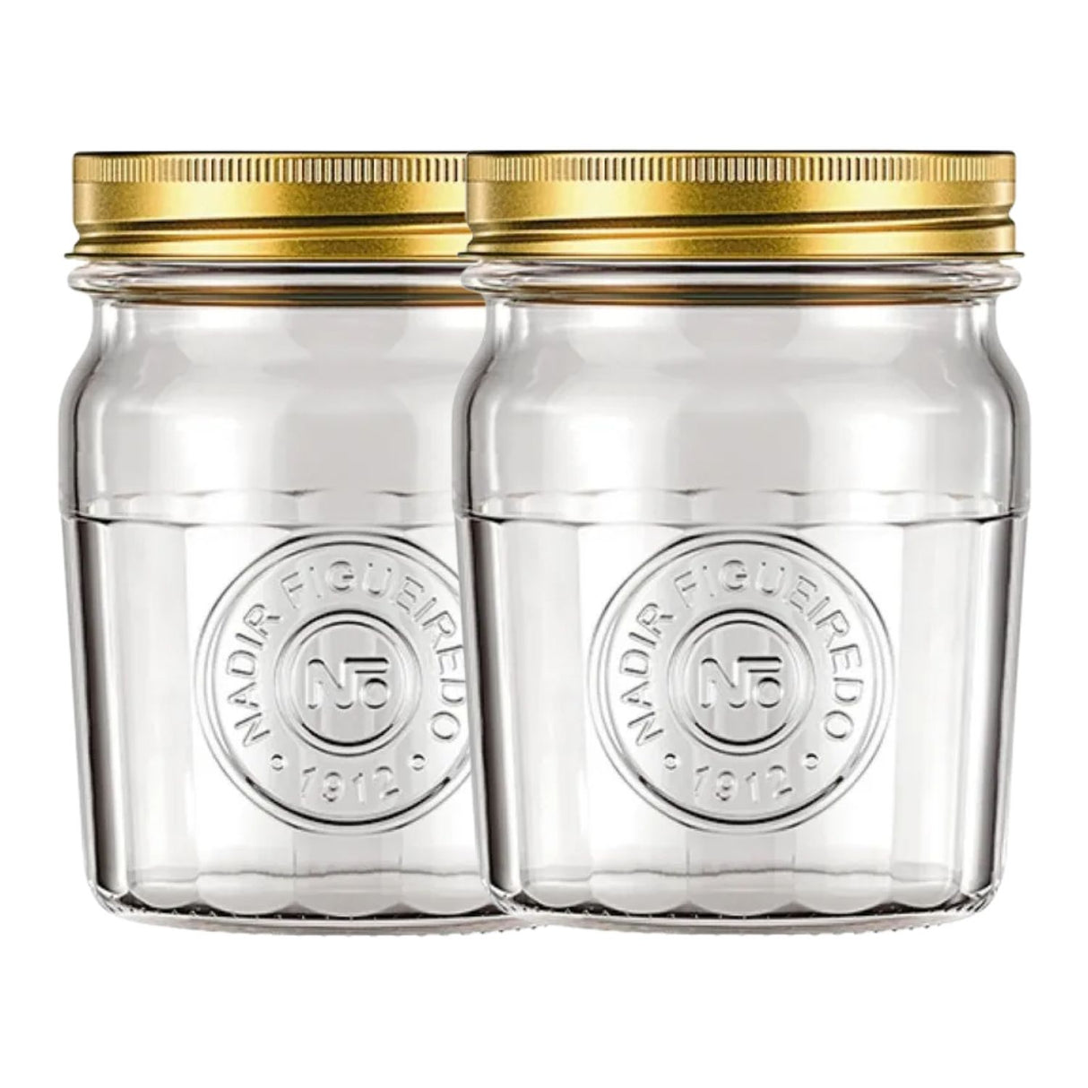 Set 2 Frascos Americano Vintage Vidrio 500ml Tapa Dorada | Disparo.cl