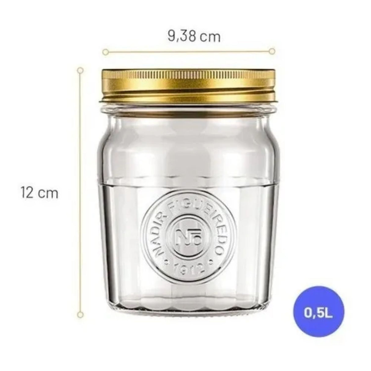 Set 3 Frascos Americano Vintage Vidrio 500ml Tapa Dorada | Disparo.cl