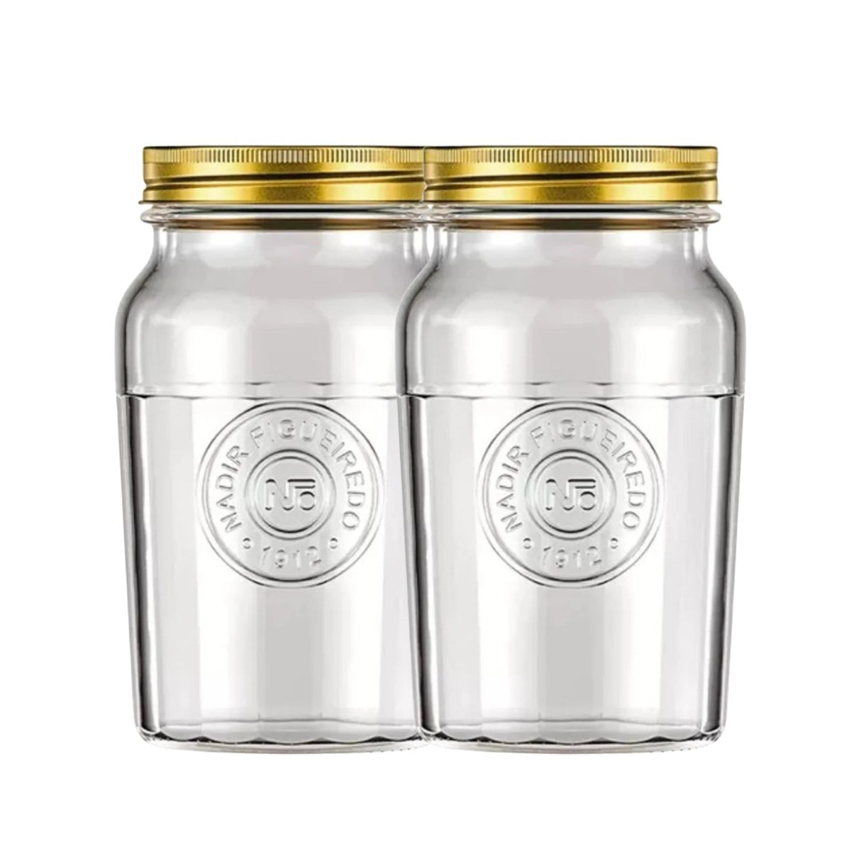 Set 2 Frascos Americano Vintage Vidrio 1000ml Tapa Dorada | Disparo.cl