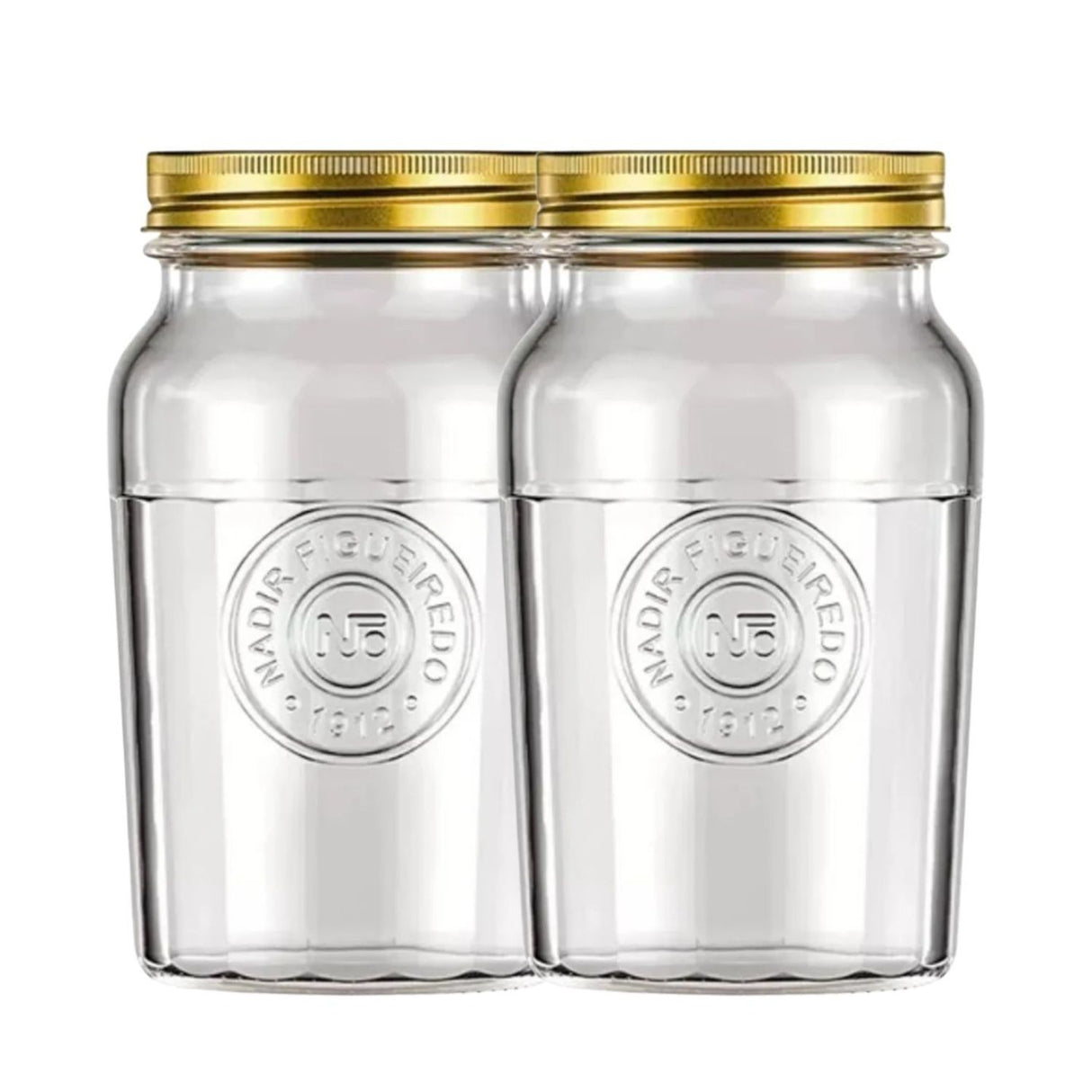 Set 2 Frascos Americano Vintage Vidrio 1500ml Tapa Dorada | Disparo.cl