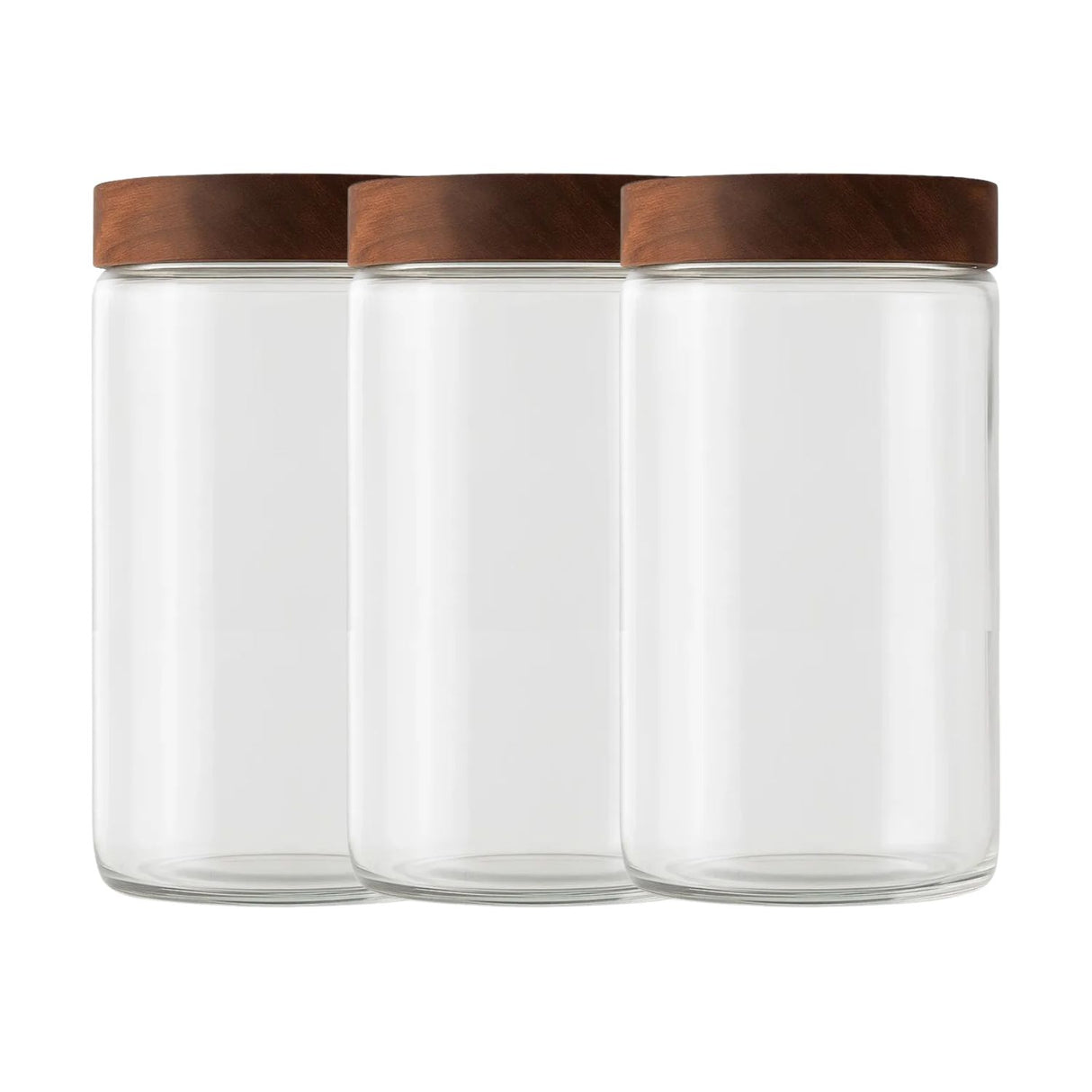 Set 3 Frascos Vidrio Con Tapa De Madera De 1000ml Allegra | Disparo.cl