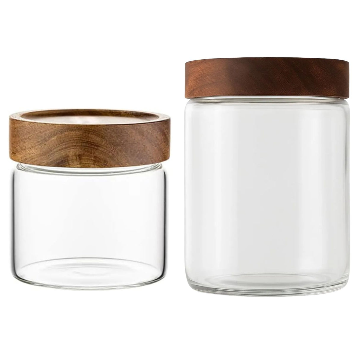 Set 2 Frascos Vidrio Tapa De Madera 500mL + 750mL Allegra | Disparo.cl