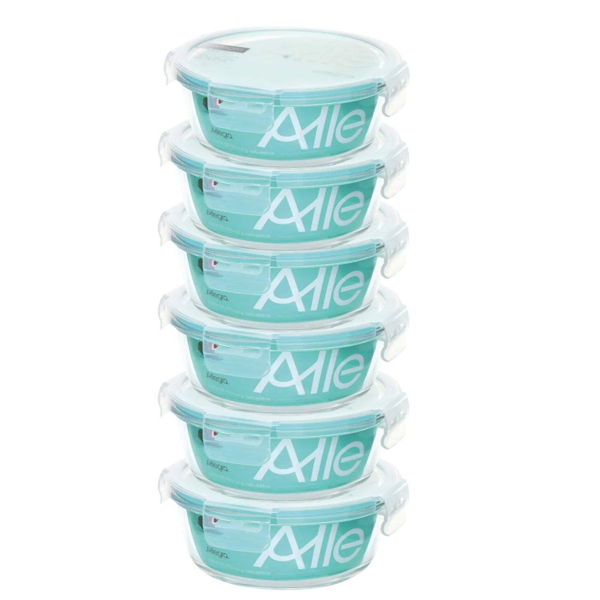 Set 6 Contenedores Hermético Vidrio Redondo 370mL Allegra. Perfectos para conservar tus alimentos frescos y organizados. ¡Compra ahora y optimiza tu cocina!-1-1