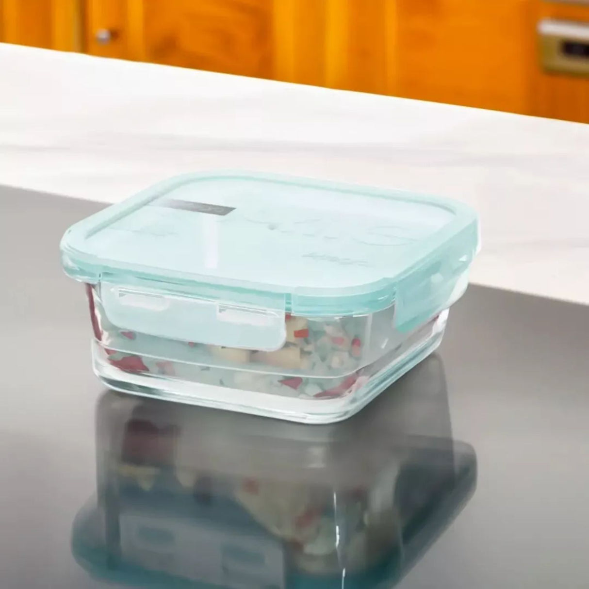 Set 6 Contenedores Hermético Vidrio Cuadrado 740mL Allegra. Perfectos para conservar alimentos frescos y organizados. ¡Compra ahora y optimiza tu cocina!-1-4