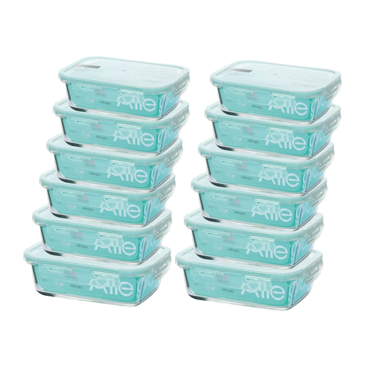 Set 12 Contenedores Herméticos Vidrio Rectangular Allegra. Mantén tus alimentos frescos y organizados. ¡Compra ahora y mejora tu cocina!-1-1