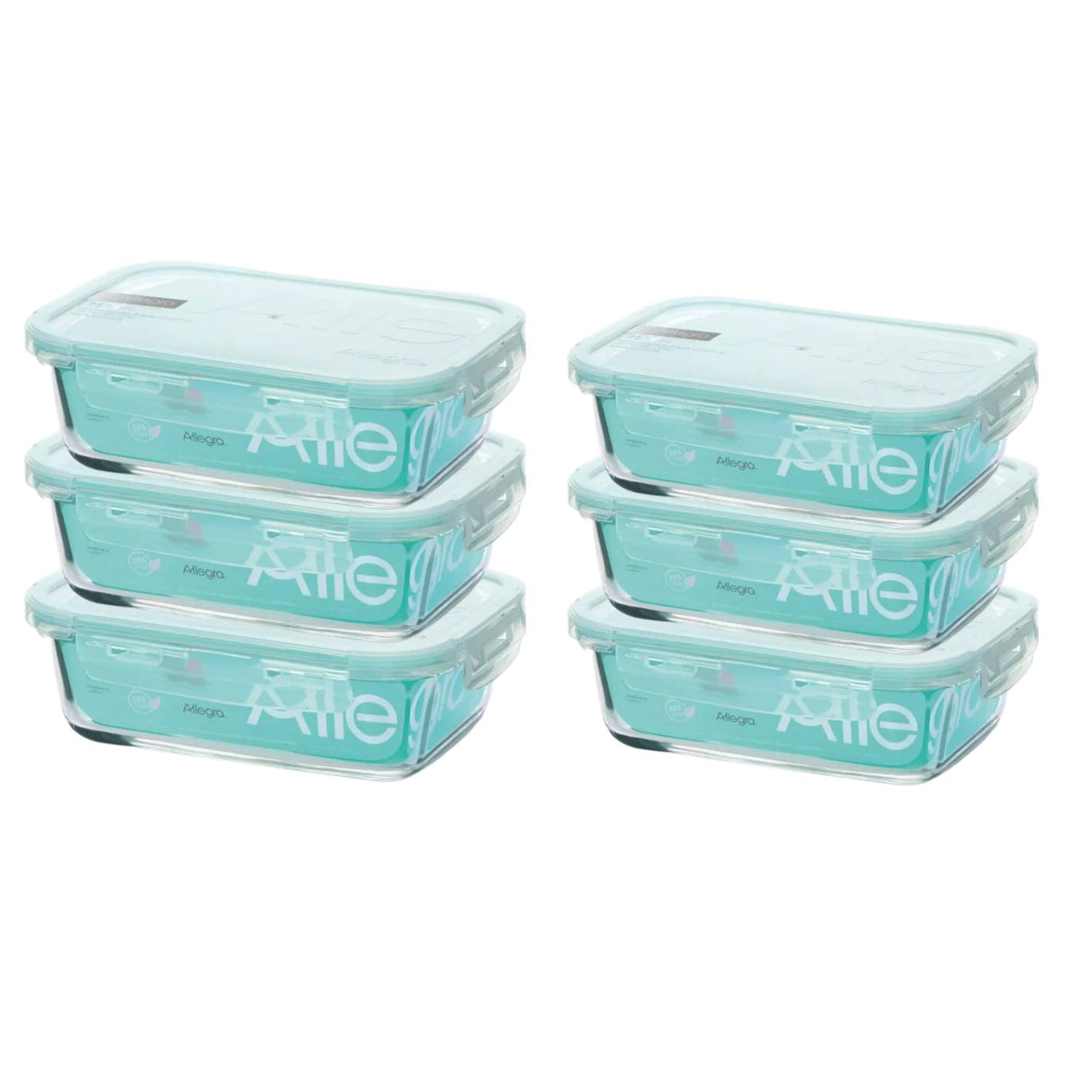 Set 6 Contenedores Herméticos Vidrio Rectangular Allegra. Perfectos para conservar frescura y sabor. ¡Compra ahora y organiza tu cocina!-1-1