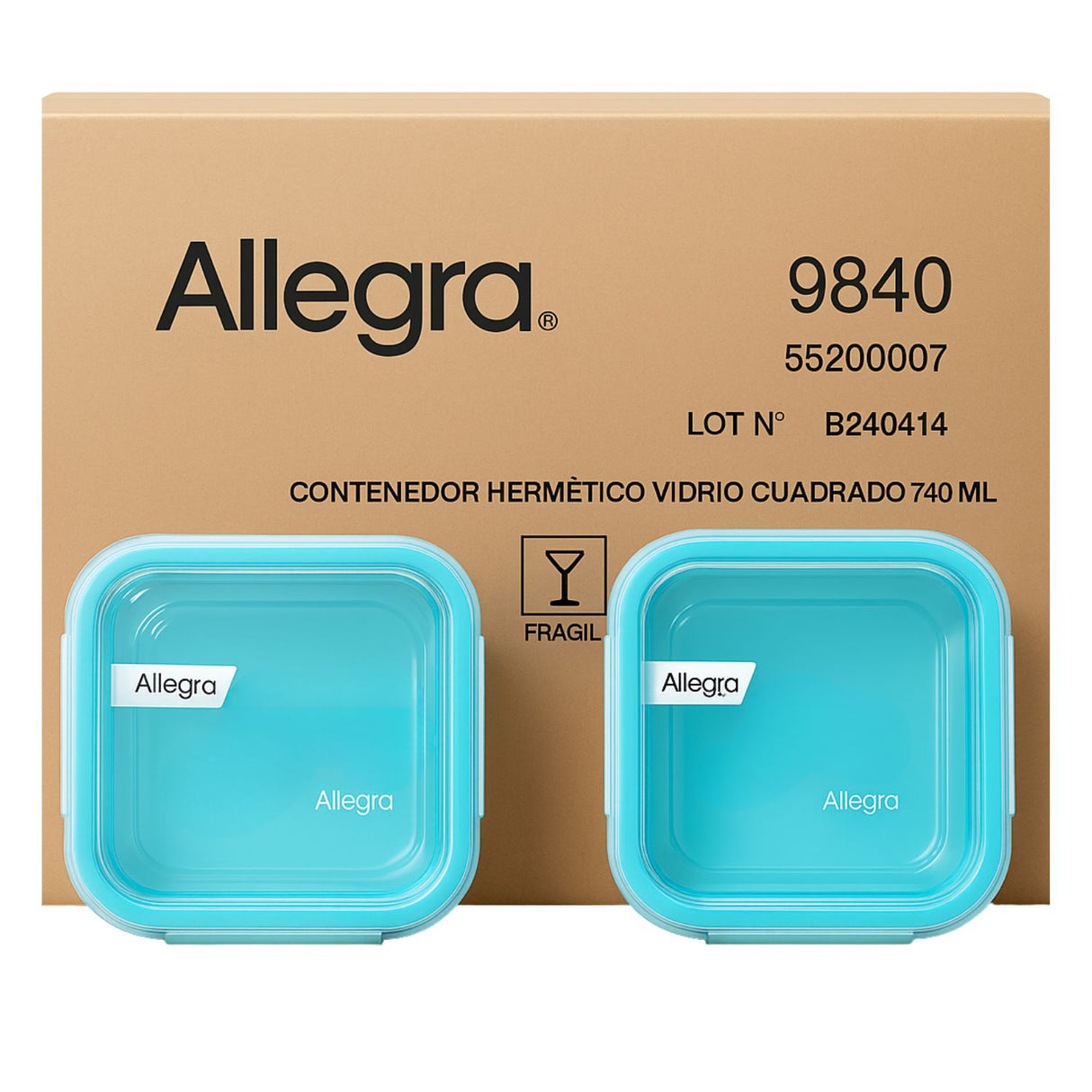 Set 24 Contenedores Hermetico Vidrio Cuadrado 740mL Allegra. Mantén tus alimentos frescos y organizados. ¡Compra ahora y optimiza tu cocina!-1-1