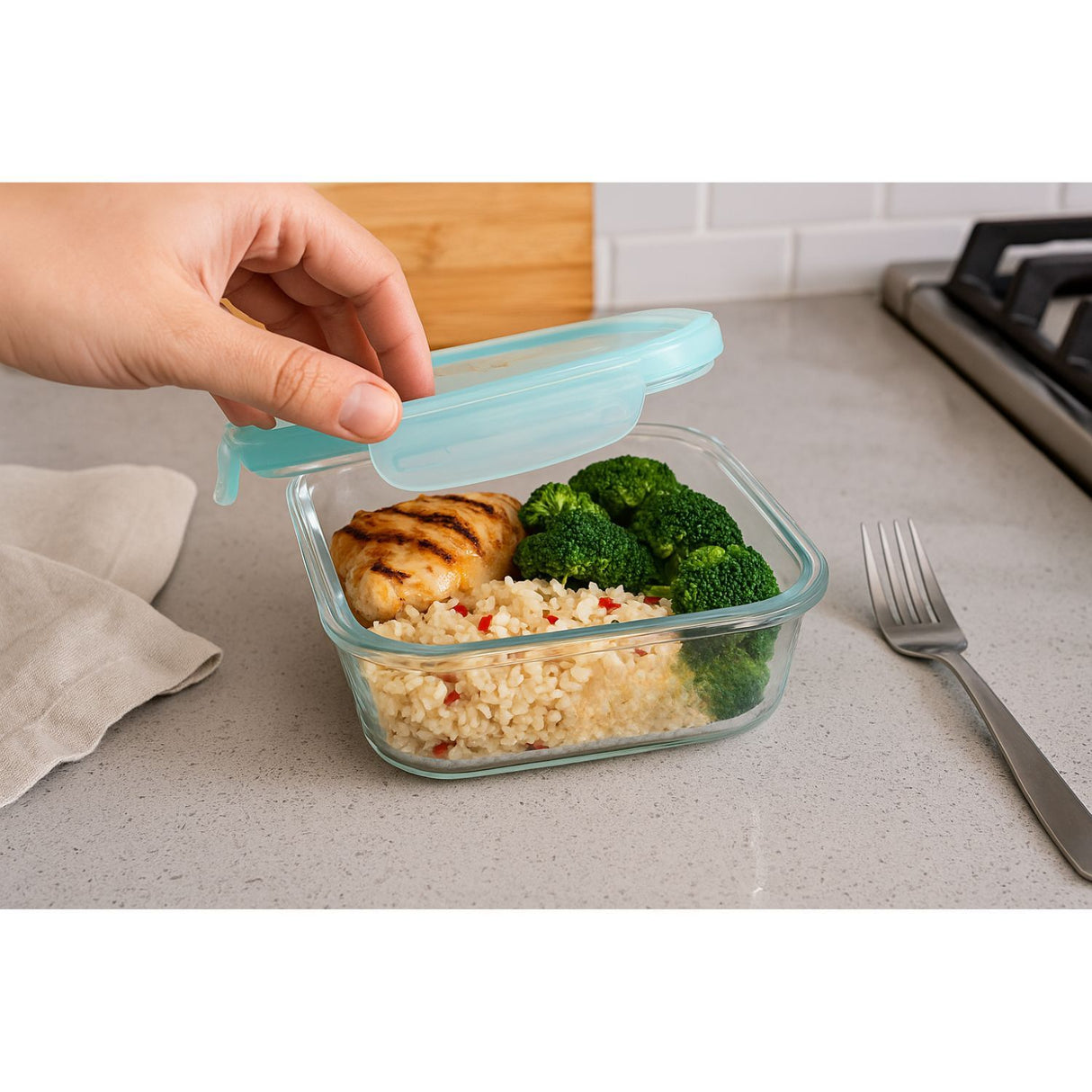 Set 24 Contenedores Hermetico Vidrio Cuadrado 740mL Allegra. Mantén tus alimentos frescos y organizados. ¡Compra ahora y optimiza tu cocina!-1-2