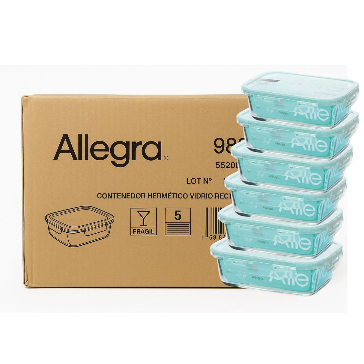Set 48 Contenedores Hermetico Rectangular 420mL Allegra. Mantén tus alimentos frescos y organizados. ¡Compra ahora y optimiza tu cocina!-1-1