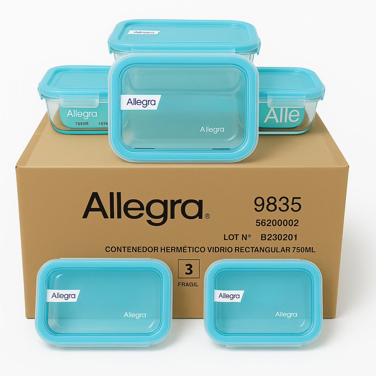 Set 24 Contenedores Hermetico Rectangular 750mL Allegra. Mantén tus alimentos frescos y organizados. ¡Compra ahora y optimiza tu cocina!-1-1