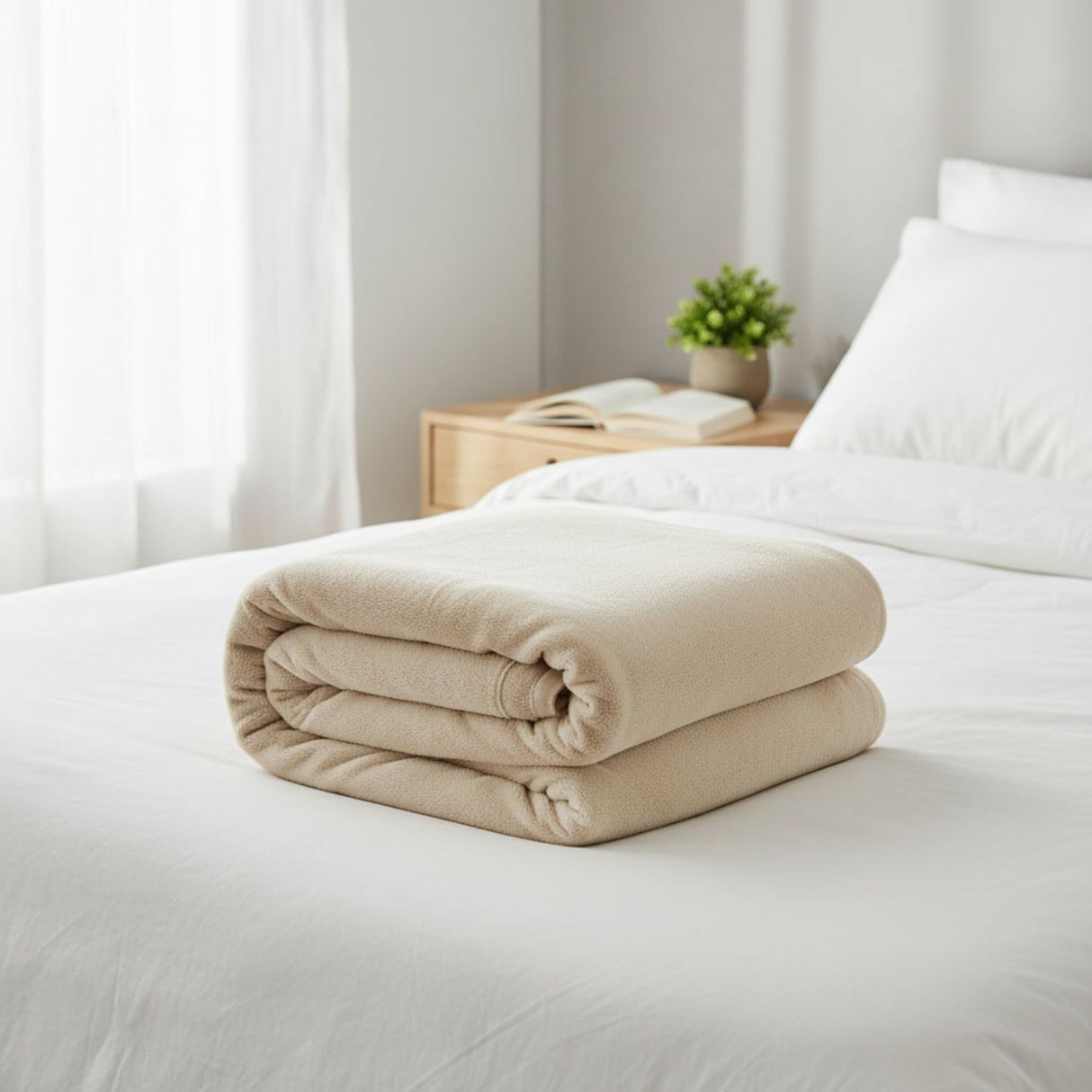 Manta Frazada Polar Flannel Lisa Beige Martine 127x152cm | Disparo.cl