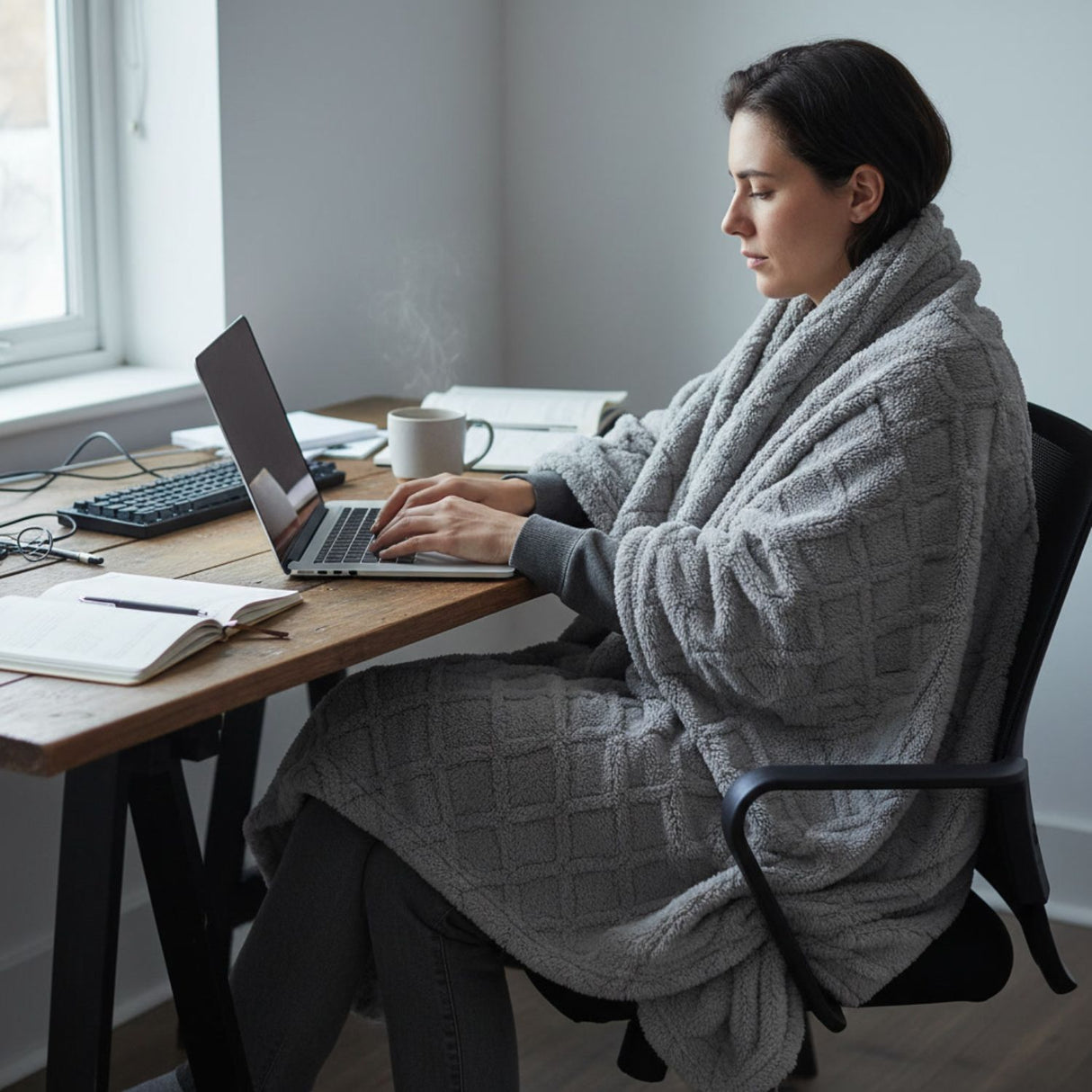 Manta Jacquard Polar Sherpa Martiné Gris Claro 127x152 cm. Ideal para mantener el calor con una textura extra suave y un estilo decorativo acogedor. ¡Aprovecha!-4