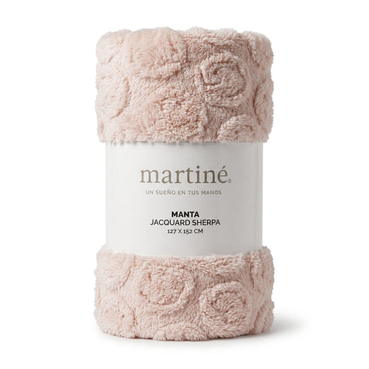 Manta Jacquard Polar Sherpa Martiné Blanco Camel 127x152 cm. Manta cálida y suave con diseño acogedor ideal para complementar cualquier ambiente. ¡Compra ahora!-1