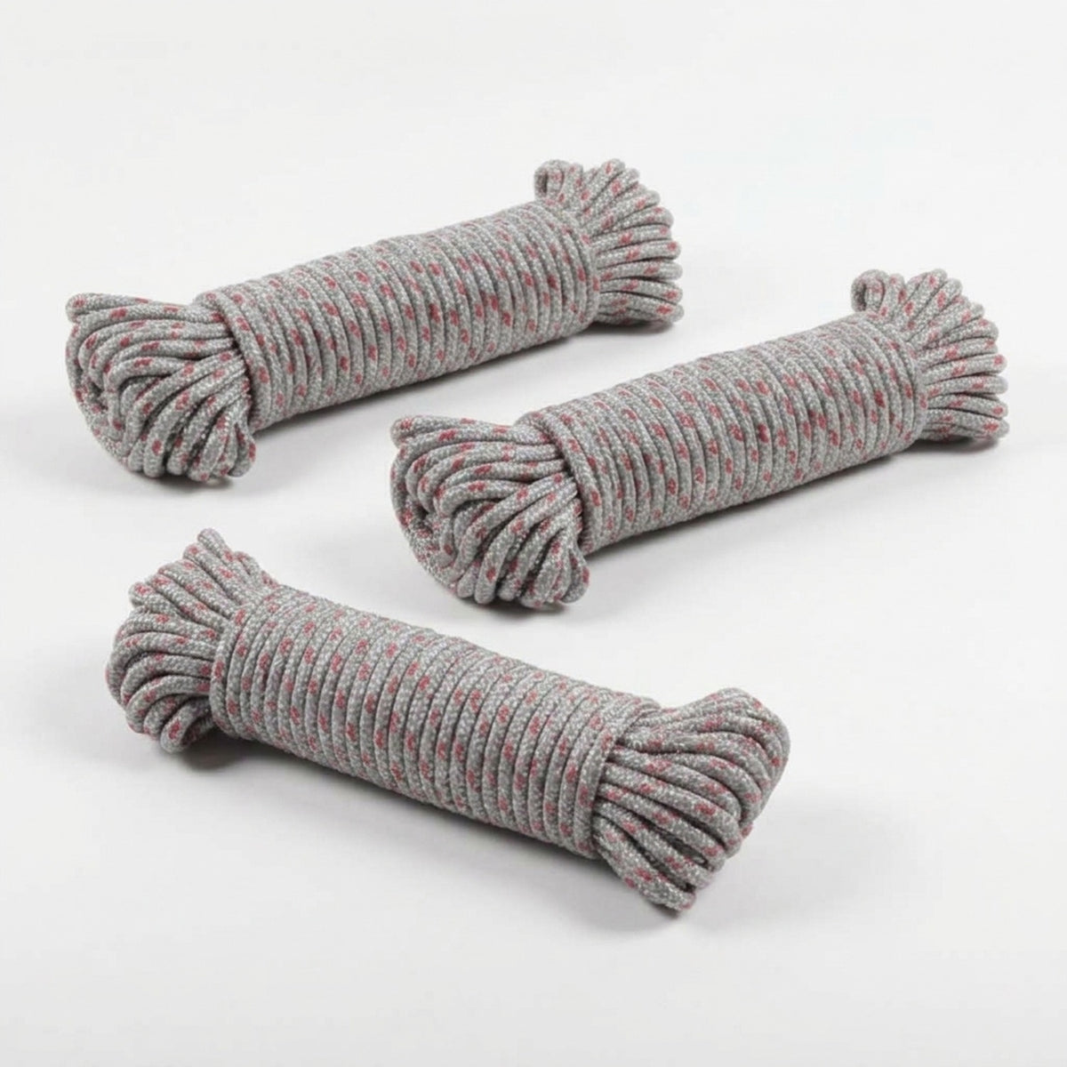 Set 3 Cuerdas Plástico Resistente 5mm 10 Metros Gris