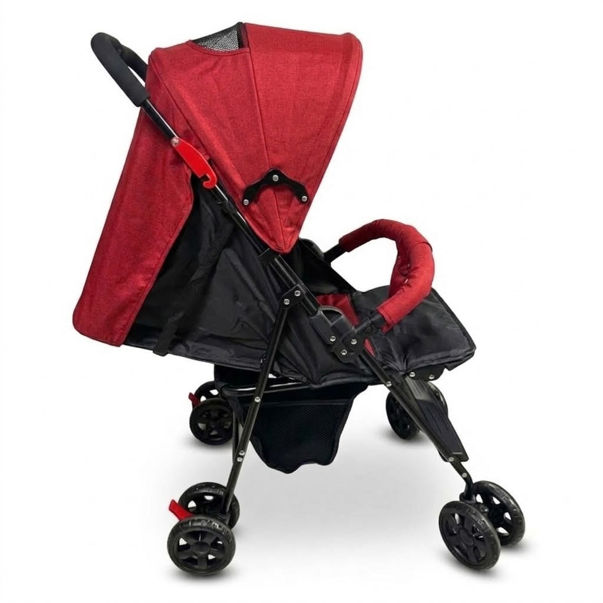 Coche Paseo Bebe Recostable Acero Plegable Rojo