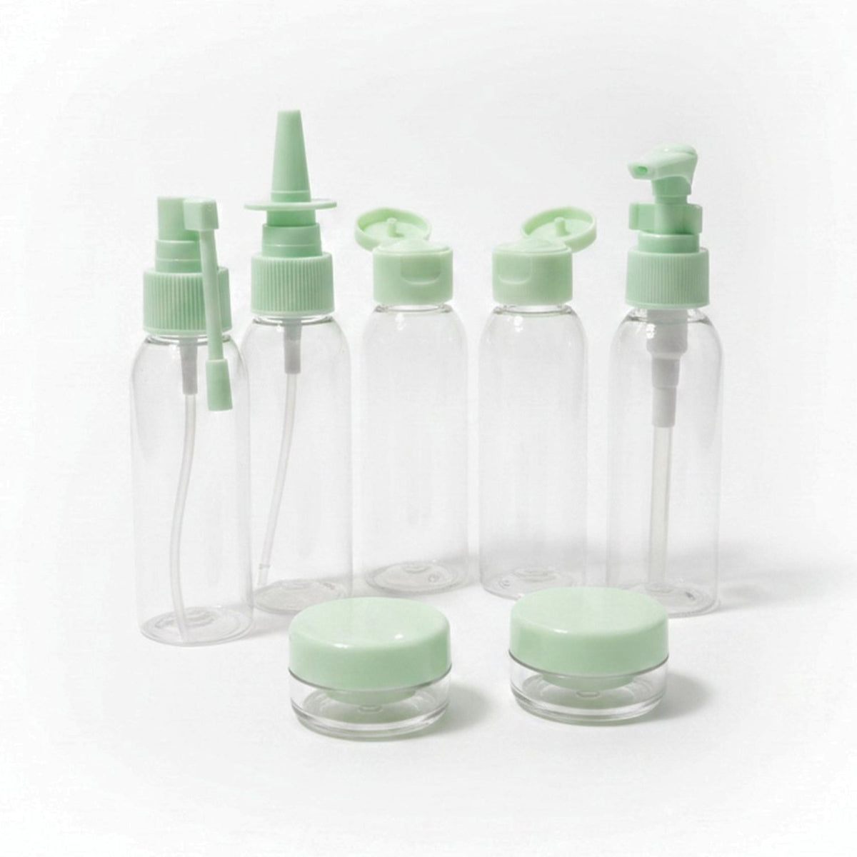 Set 7 Piezas Viajero Frascos 50ml Cremas Verde