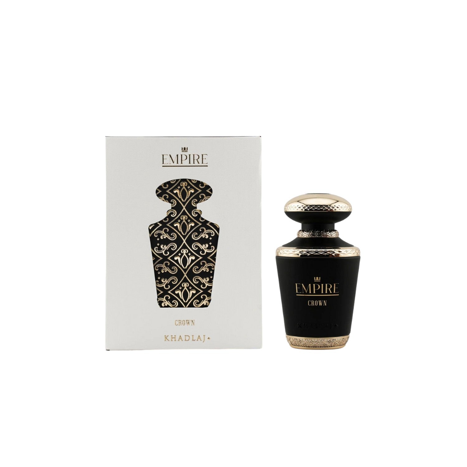 Khadlaj Empire Crown Edp 100 Ml Hombre, una fragancia intensa y sofisticada. Perfecta para destacar tu personalidad. ¡Compra ahora y deslumbra!-1