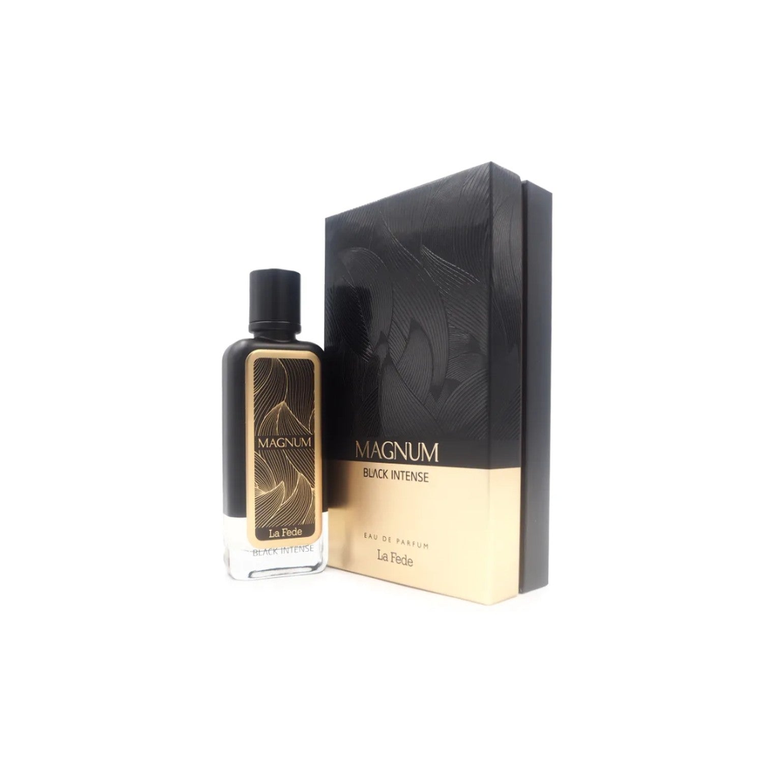 Khadlaj La Fede Magnum Black Intens Edp 100Ml Hombre, una fragancia intensa y seductora. ¡Descúbrela hoy y destaca tu personalidad!-1