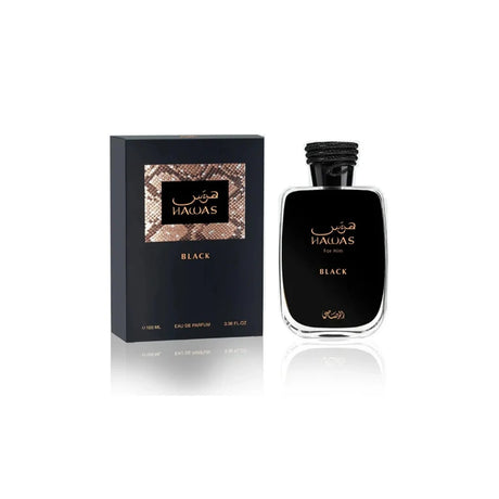 Rasasi Hawas Black EDP 100 Ml Hombre, una fragancia intensa y seductora que destaca tu personalidad. ¡Descúbrelo ahora y deja huella!-1