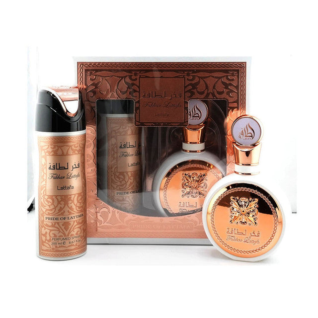 Lattafa Fakhar Women Edp 100 Ml + Deo Spray 200 Ml Set 2 Pcs. Perfume y desodorante que realzan tu esencia. ¡Descúbrelo ahora y deslumbra!-1