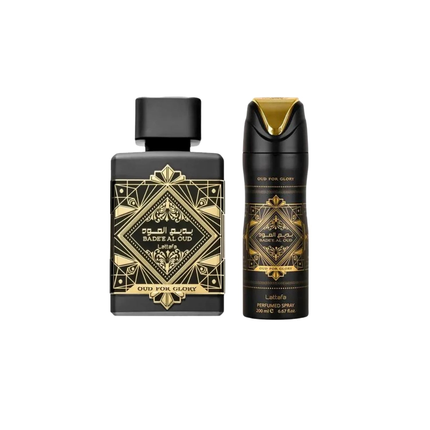 Lattafa Badee Al Oud Edp 100 Ml + Deo Spray 200 Ml Set 2 Pcs. Disfruta de una fragancia duradera y envolvente. ¡Compra ahora y eleva tu estilo!-2