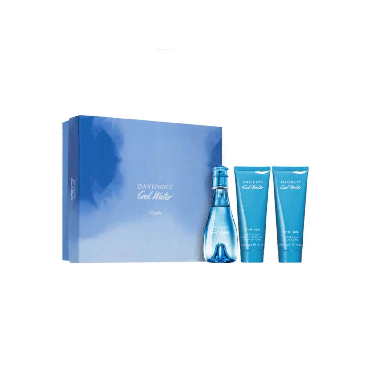 Davidoff Cool Water Women Set Edt 100 Ml + 75 Ml + Sg 75 Ml 3 Pcs. Un aroma fresco y duradero que realza tu esencia. ¡Compra ahora y deslumbra!-1-3-1-1-1