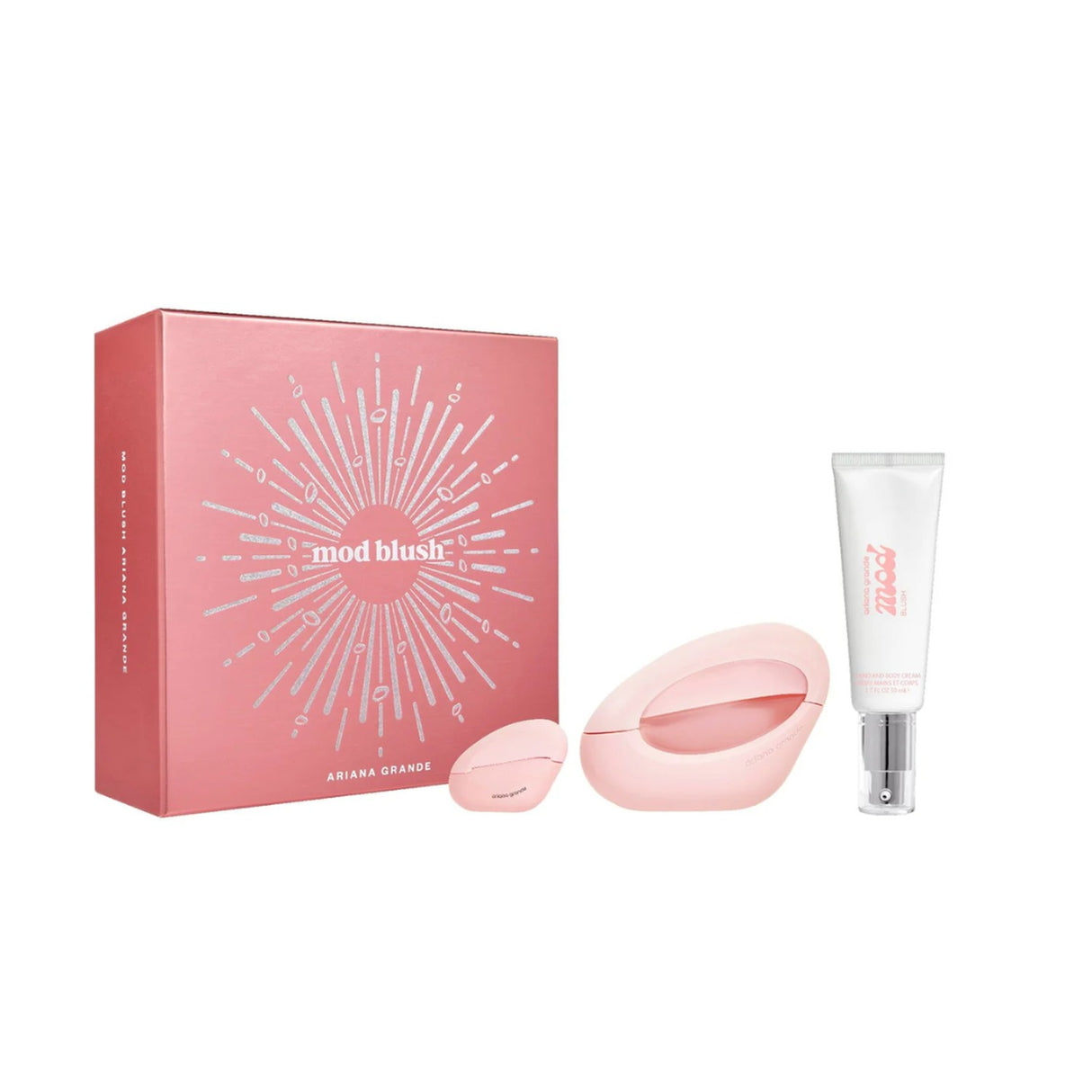 Ariana Grande Mod Blush Set Edp 100ml + 7.5ml + Crema 50ml Mujer. Un regalo perfecto para resaltar tu esencia. ¡Compra ahora y deslumbra!-1