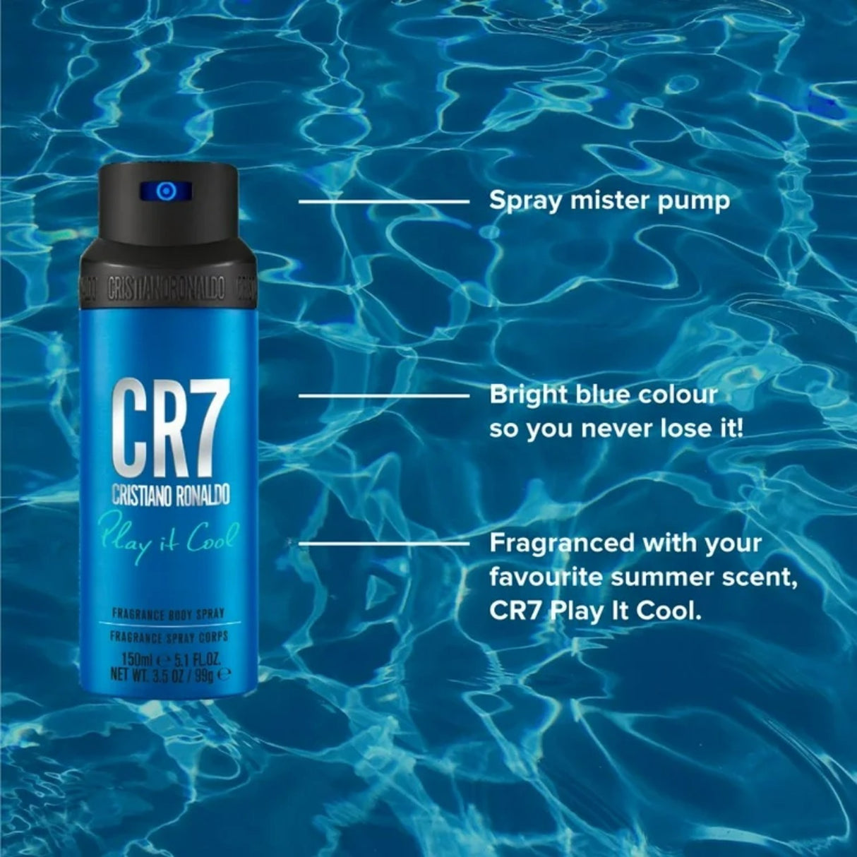 Cristiano Ronaldo Cr7 Play It Cool Body Spray 200 Ml Hombre. Refresca tu día con una fragancia única y duradera. ¡Compra ahora y destaca!-3