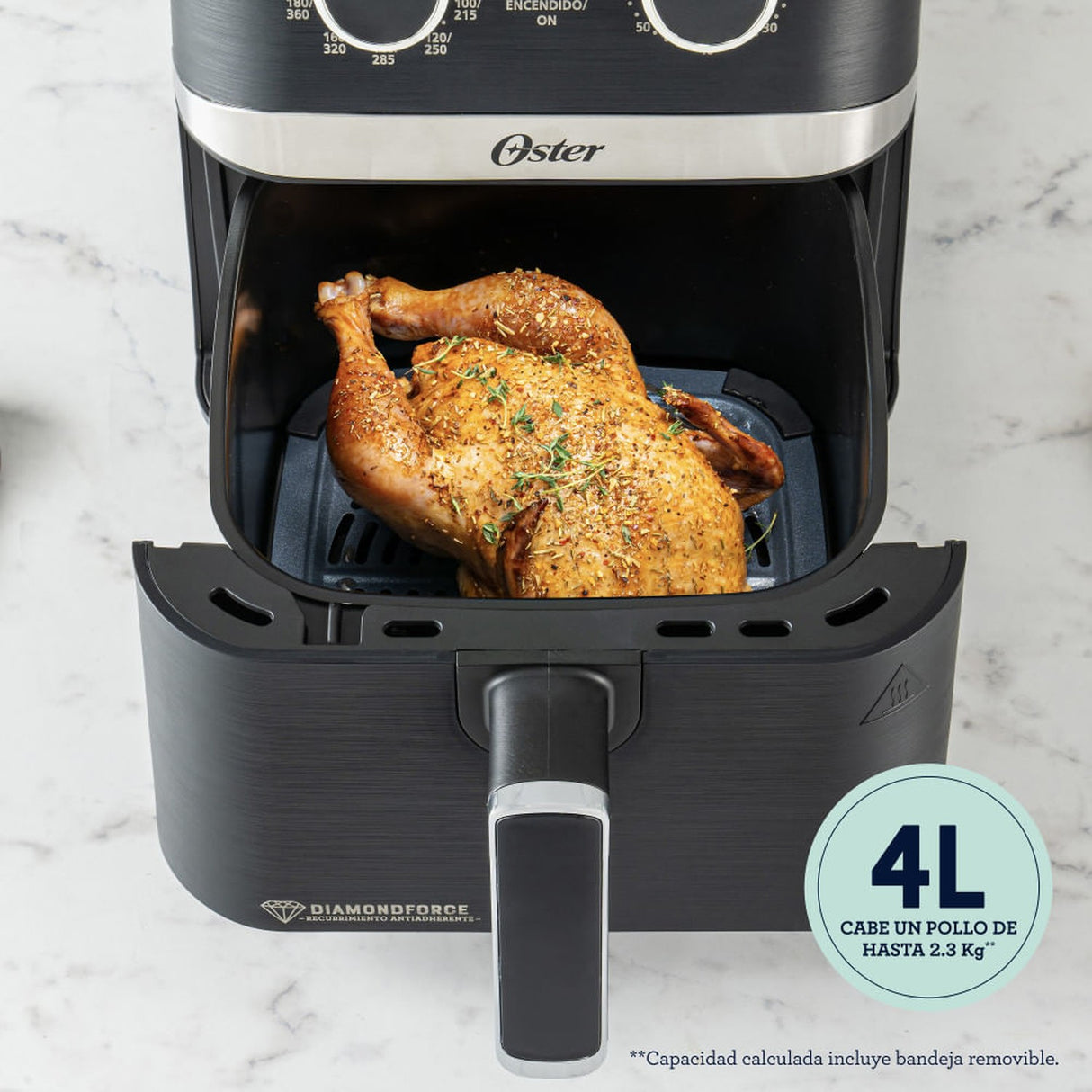 Freidora de Aire Manual Oster® DiamondForce 4L: cocina saludable y crujiente con menos aceite. ¡Descúbrela y mejora tus comidas hoy!-3