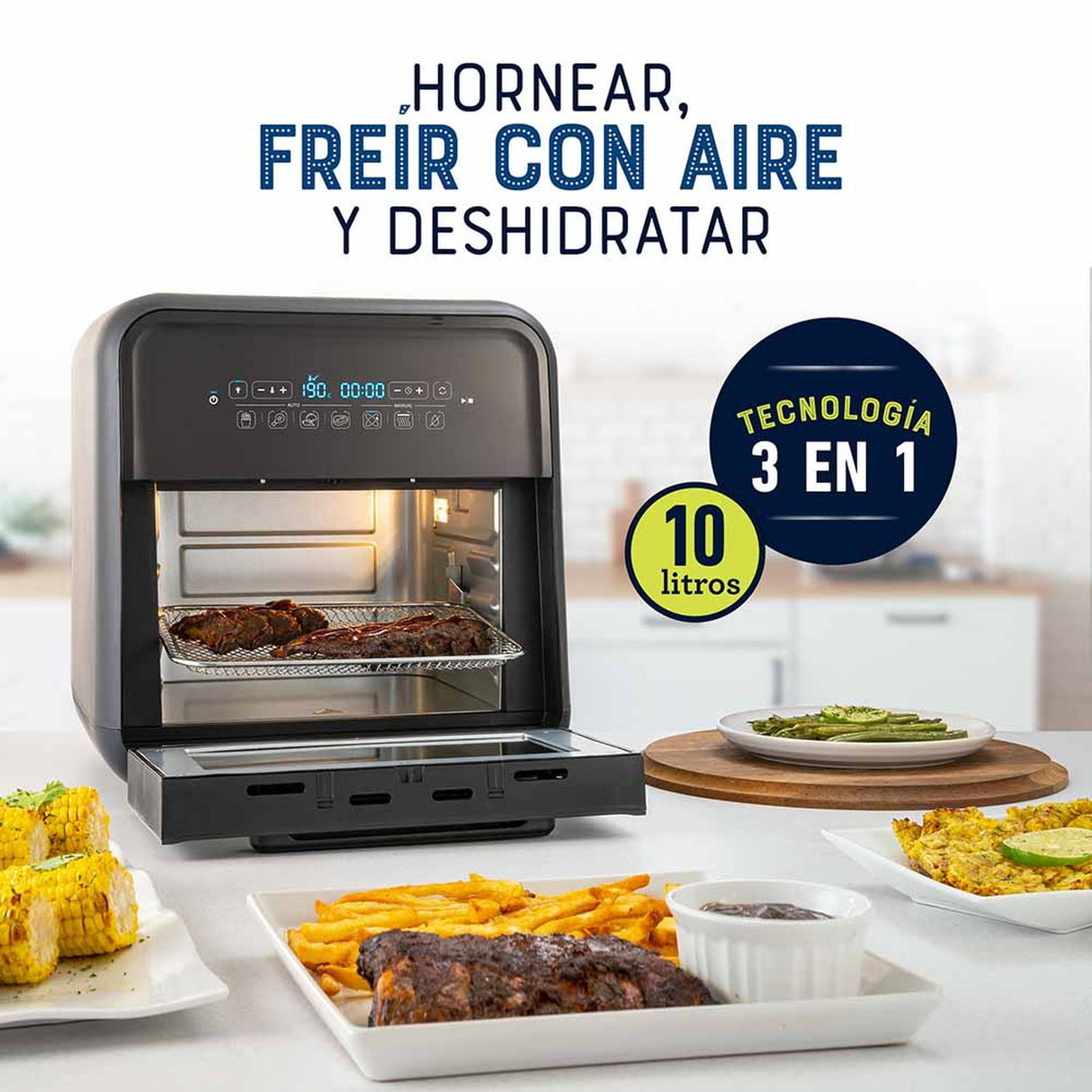 Súper Freidora de Aire Oster® 10 Litros CKSTAFOV3. Cocina saludable y versátil con 99.5% menos aceite. ¡Compra hoy y disfruta de comidas deliciosas!-2