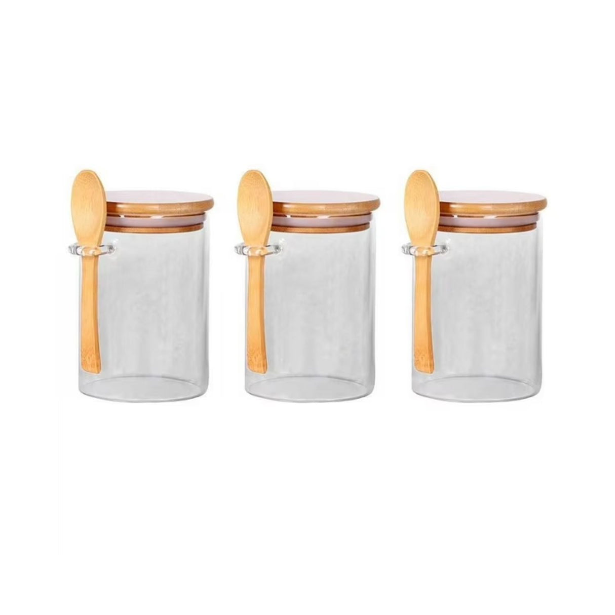 Set 3 Frasco Contenedor Hermetico 450mL 10cm Redondo Cuchara
