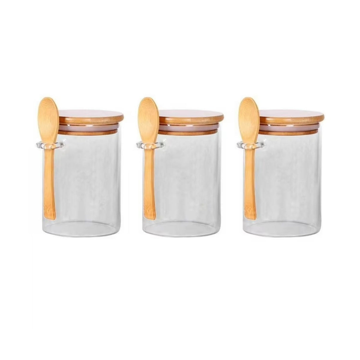 Set 3 Frasco Contenedor Hermetico 550mL 12cm Redondo Cuchara