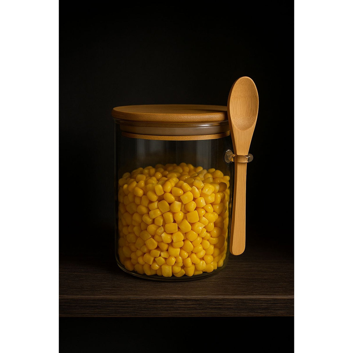 Set 2 Frascos Hermeticos 700mL 10cm Redondo Cuchara Tapa Bambú