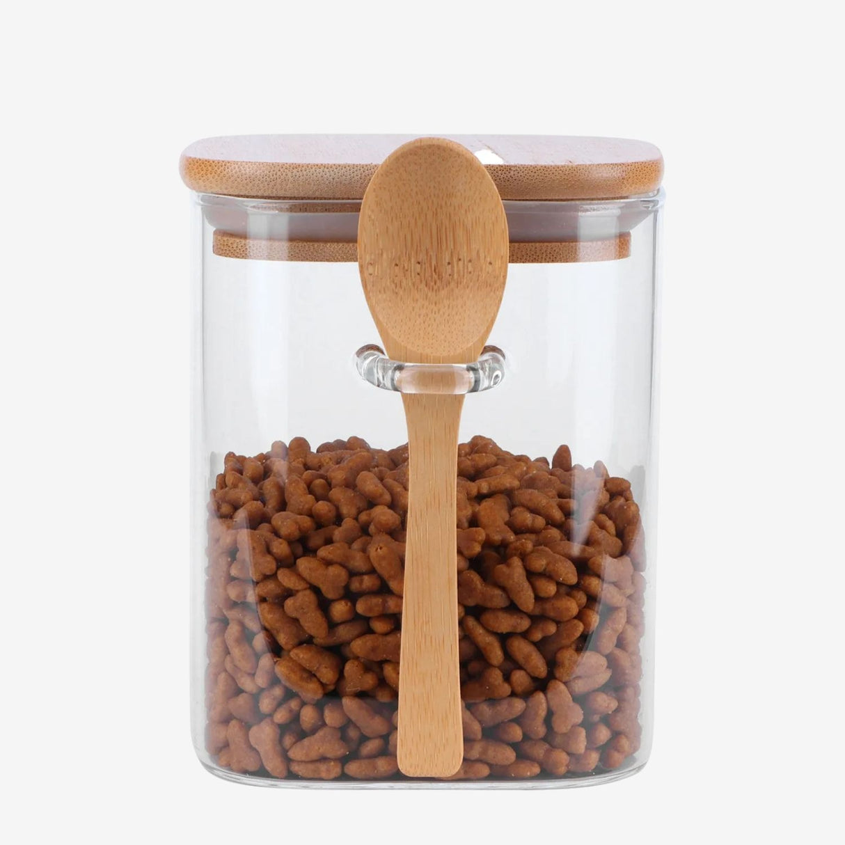 Frasco Contenedor Vidrio 1400mL 15cm Cuadrado Cuchara Bambú