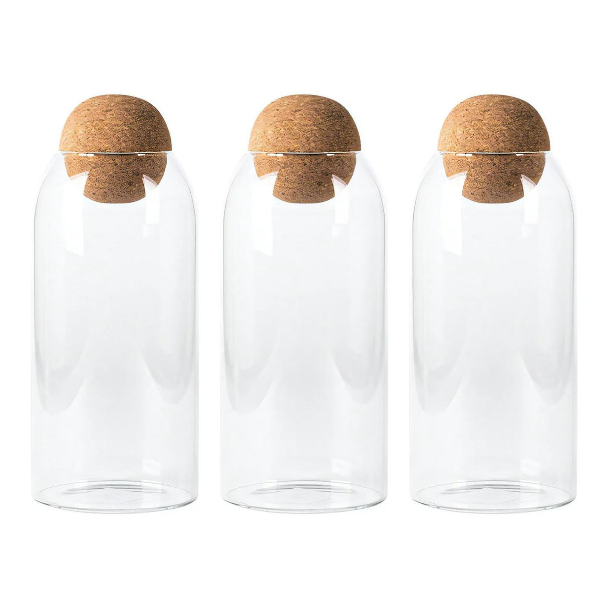 Set 3 Botellas Frascos Contenedor 570mL Vidrio 10cm Tapa