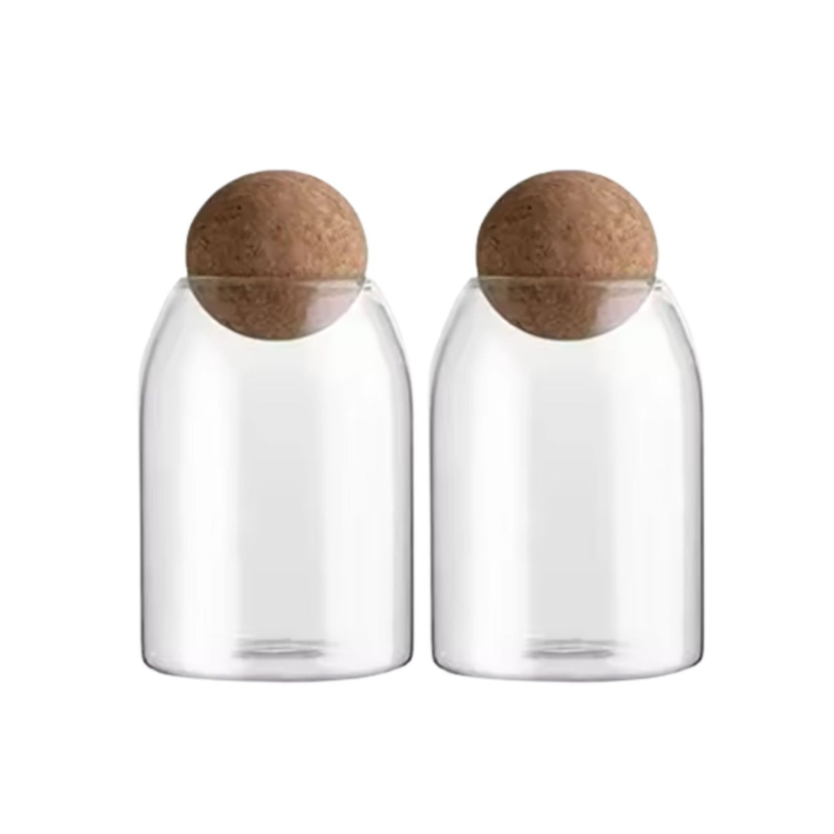 Set 2 Botellas Frascos Contenedor 880mL Vidrio 15cm Tapa Corcho