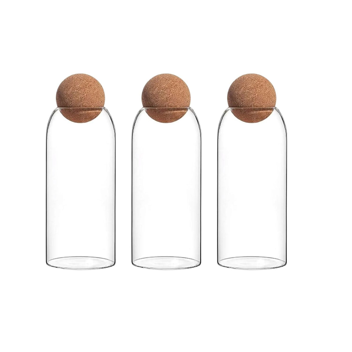 Set 3 Botellas Frascos Contenedor 1200mL Vidrio 20cm Corcho