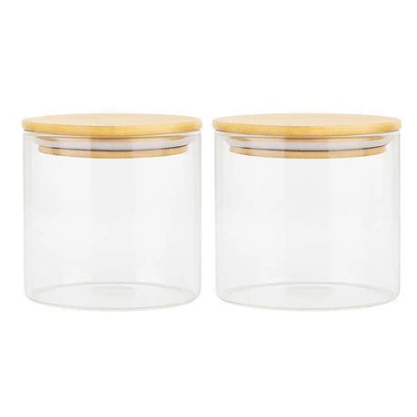Set 2 Frascos Tarro Hermetico 200mL Vidrio 8cm Tapa De Bambú. Perfectos para conservar tus alimentos frescos y organizados. ¡Compra ahora y mejora tu cocina!-1