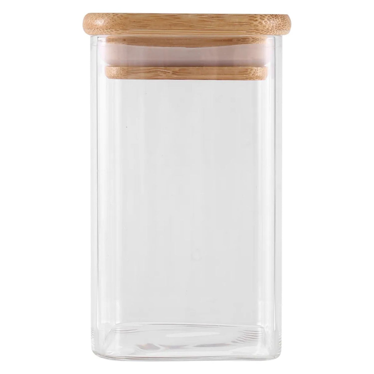 Frasco Hermético Recipiente 700mL Vidrio Cuadrado 12cm Bambú. Perfecto para conservar tus alimentos frescos. ¡Compra ahora y organiza tu cocina!-1