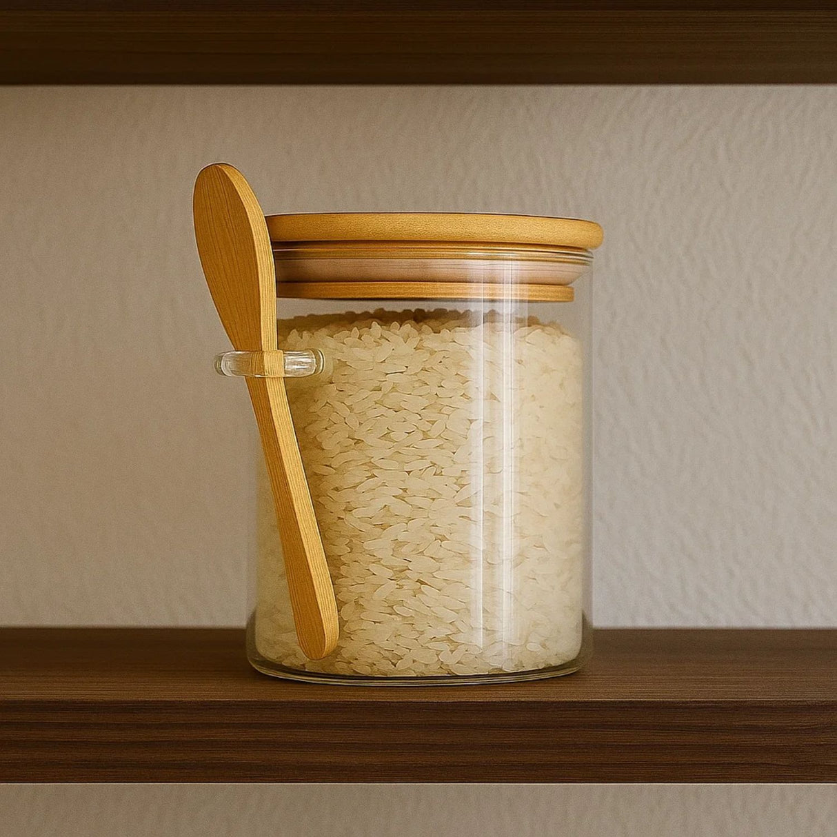 Frasco Contenedor Hermetico Vidrio 10cm Redondo Con Cuchara. Ideal para conservar alimentos frescos y organizados. ¡Compra ahora y mejora tu cocina!-3