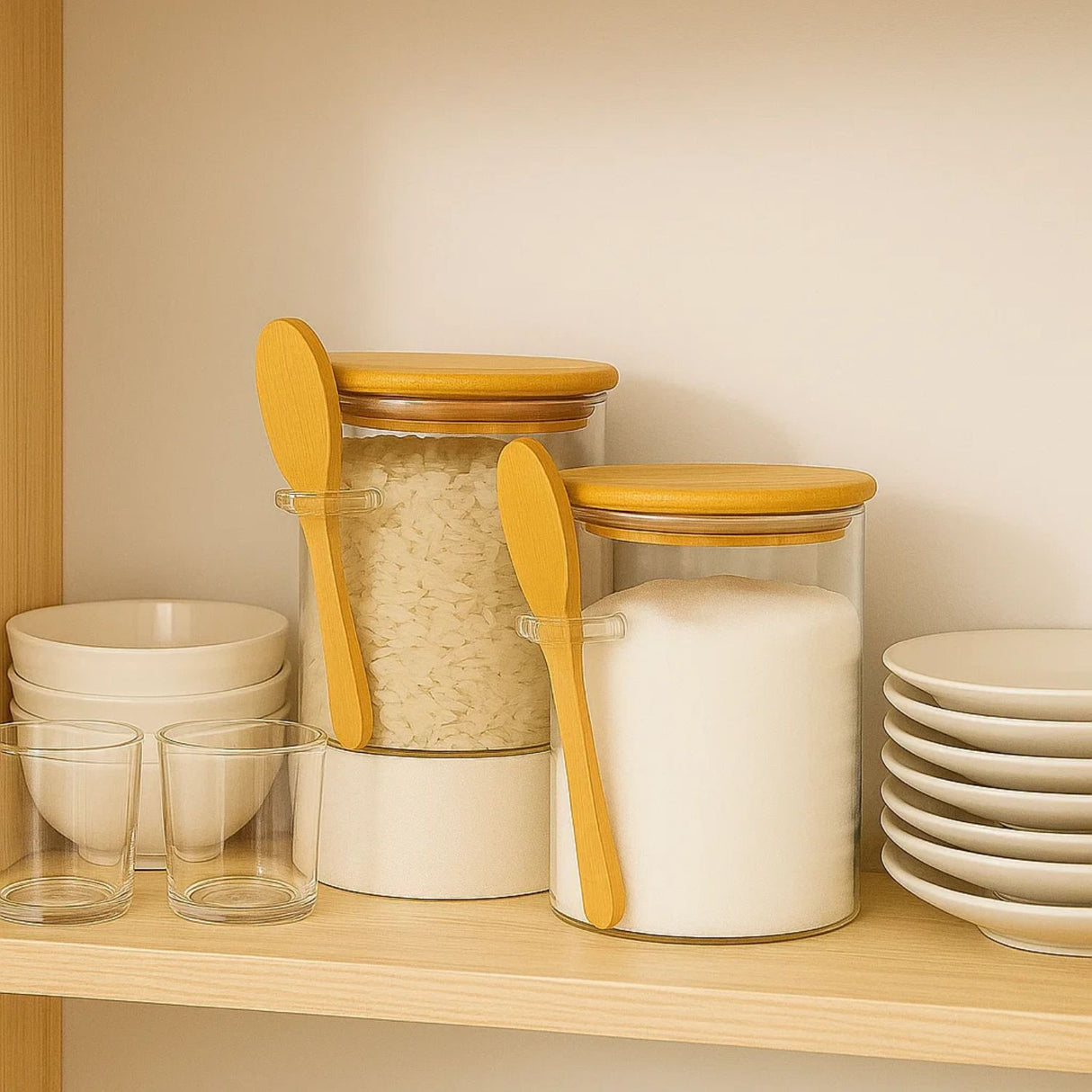 Set 3 Frasco Contenedor Hermético 10cm Redondo Con Cuchara. Perfectos para conservar alimentos frescos y organizados. ¡Compra ahora y optimiza tu cocina!-3