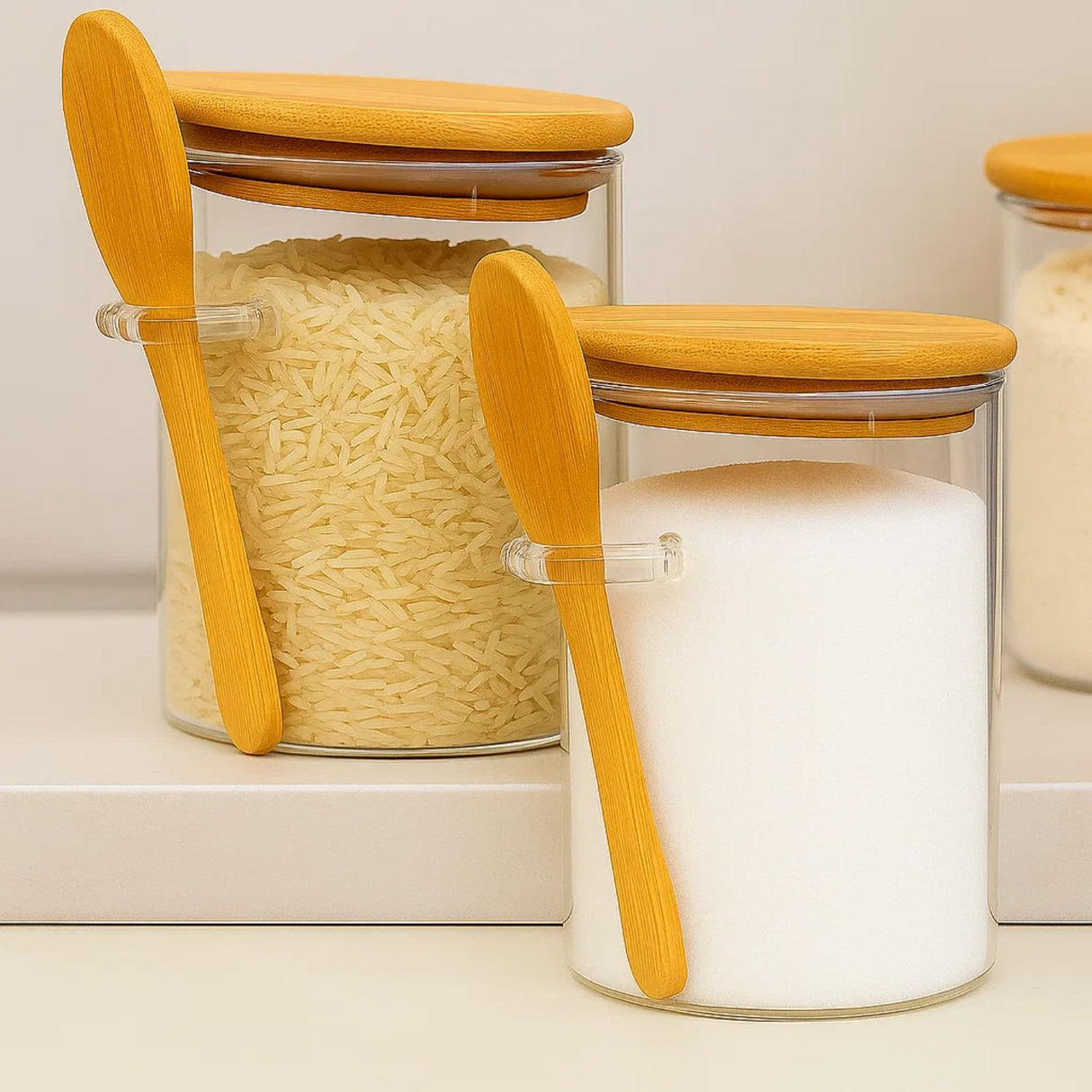 Set 2 Frasco Contenedor Hermético 12cm Redondo Con Cuchara. Perfecto para mantener tus alimentos frescos y organizados. ¡Compra ahora y optimiza tu cocina!-2