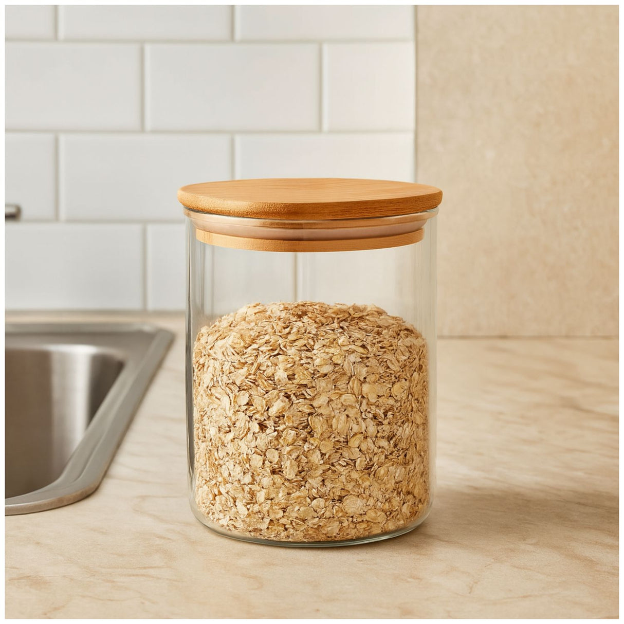 Frasco Contenedor Hermetico Vidrio 12cm Redondo Con Cuchara. Ideal para conservar alimentos frescos y organizados. ¡Compra ahora y mejora tu cocina!-1