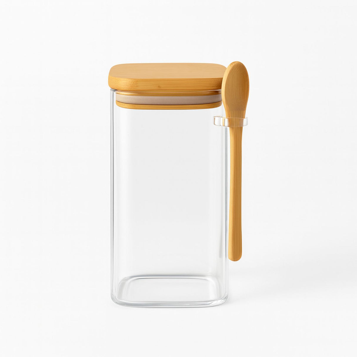 Frasco Contenedor Hermetico 900mL Vidrio 15cm Cuadrado Cuchara. Ideal para conservar alimentos frescos. ¡Compra ahora y organiza tu cocina!-2