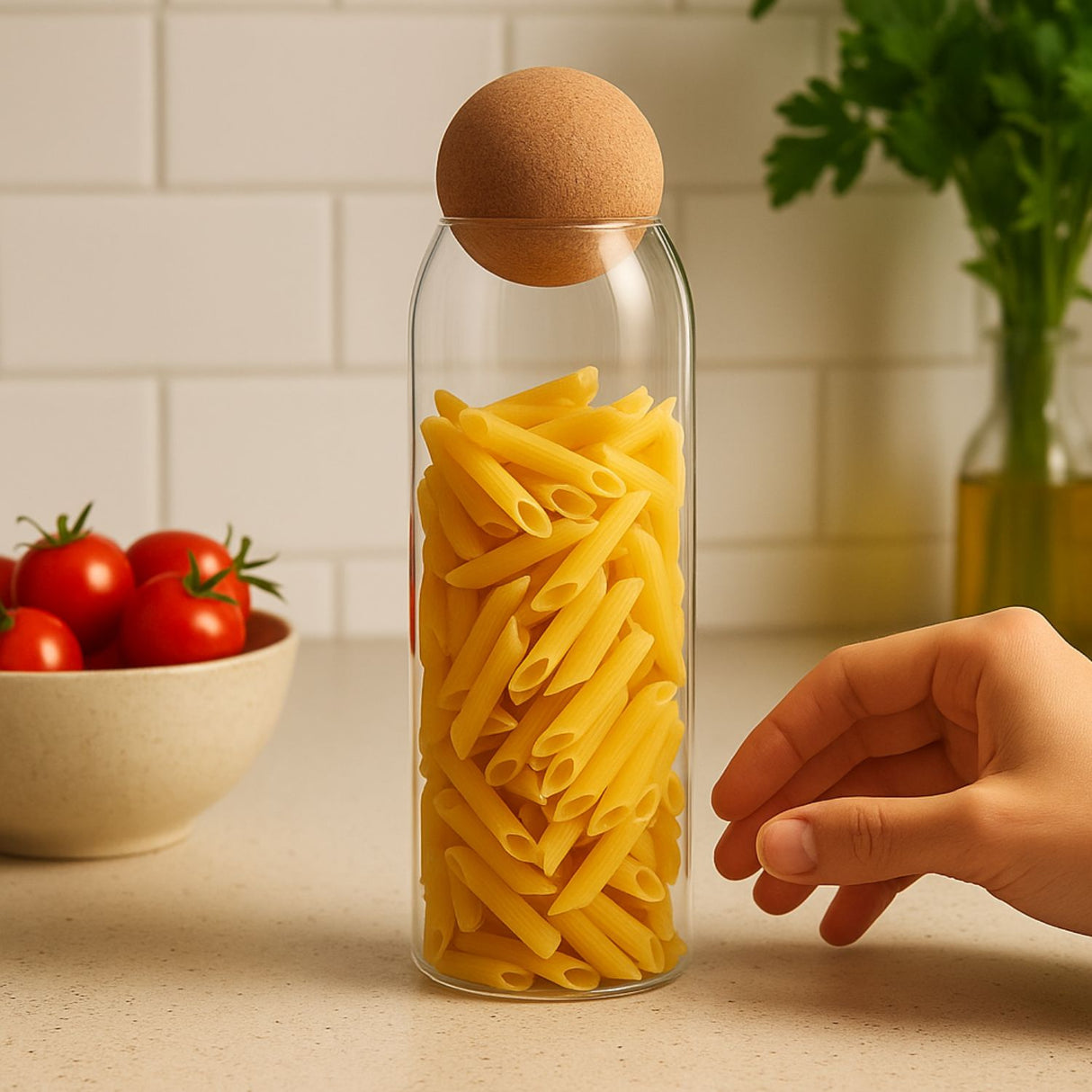 Botella Frasco Contenedor 1500mL Vidrio 25cm Con Tapa Corcho. Ideal para almacenar y servir con estilo. ¡Compra ahora y organiza tu cocina!-3