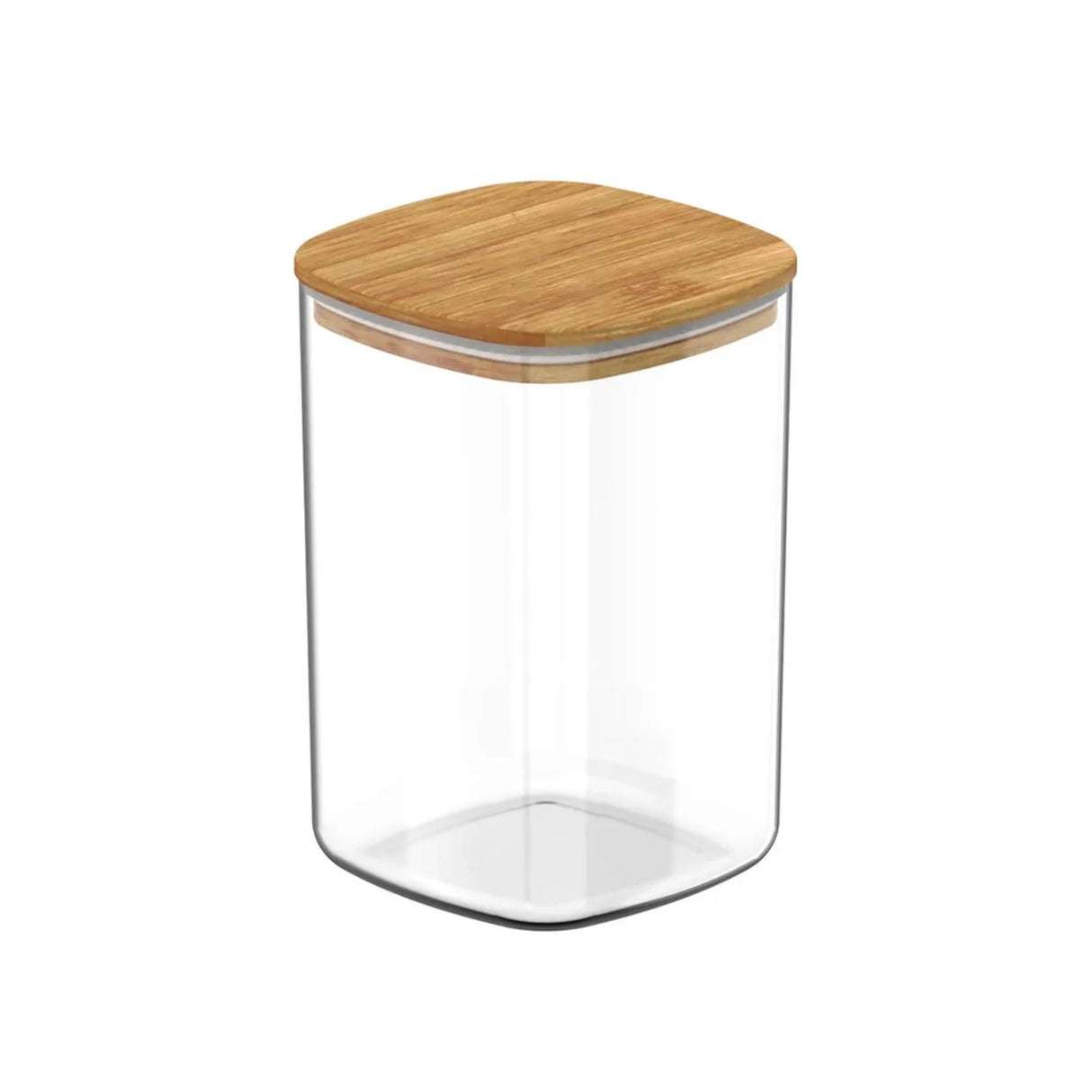 Frasco Tarro Hermetico Cuadrado 400mL Vidrio 12cm Tapa Bambú. Ideal para conservar alimentos frescos y organizados. ¡Compra ahora y mejora tu cocina!-1